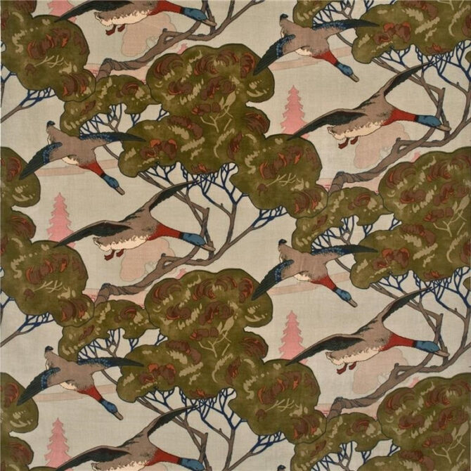 Mulberry Fabric FD258.H22 Flying Ducks Velvet Sky