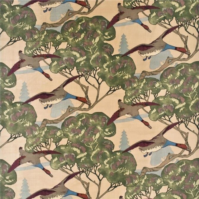 Mulberry Fabric FD258.L102 Flying Ducks Velvet Camel