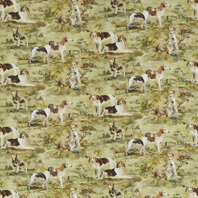 Mulberry Fabric FD296.Y101 Mulberry Hounds Linen Multi